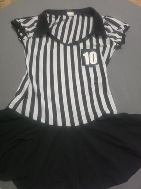Party City Womans Sexy Referee Costume Dress Black N White Size M